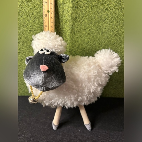 Wooly Sheep Figural Figurine Country Decor Stuffed Head Plastic Eyes - Picture 7 of 8